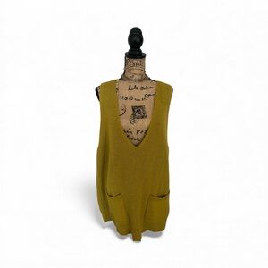 Mustard Yellow Knit Sleeveless Sweater Vest
